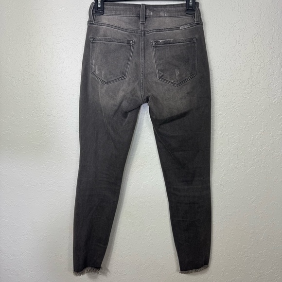 Kancan jeans distressed size 5 raw hem straight leg Women's charcoal Gray Jeans - Picture 6 of 8